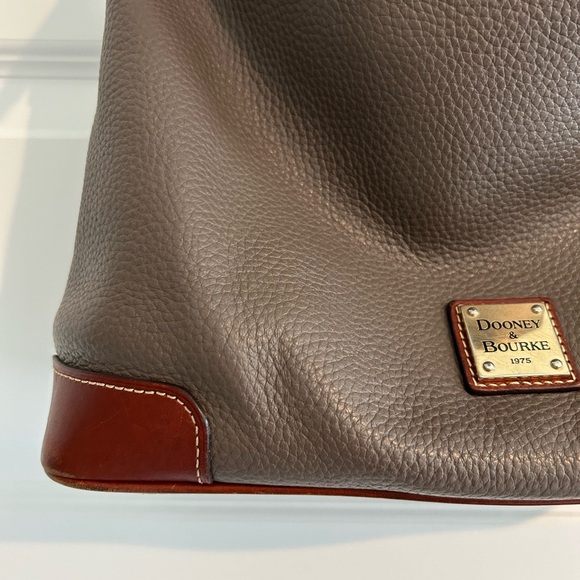 Dooney and Bourke Pebble Leather Hobo Handbag Mushroom Brown - Picture 5 of 16